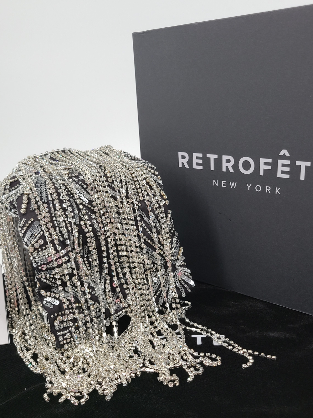 Retrofete Avery Crystal Sequin And Satin Fringe Handbag